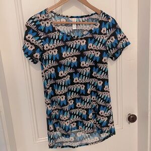LuLaRoe Disney Classic Tee Top - Minnie Mouse with Blue and Purple Bows